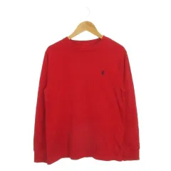 ポロ ラルフローレン POLO RALPH LAUREN 長袖Tシャツ M(10-12) 150 赤 レッド 長袖 クルーネック ロゴ刺繍 /AH28 ■GY58