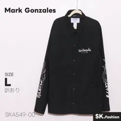 訳あり Mark Gonzales アウター 袖プリント 胸ロゴプリント スナップボタン 前開きデザイン ポケット付き 長袖 コーチジャケット