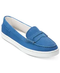 コールハーン レディース シューズ パンプス ローファー Cole Haan Womens Nantucket Penny Loafer Flats Dutch Blue Suede White ホワイト