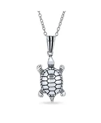 ブリング レディース アクセサリー ネックレス・チョーカー・ペンダントトップ レース Bling Jewelry Nautical Sea Tortoise Pendant Necklace in Oxidized Sterling Silvertone シル