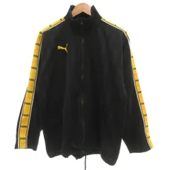 プーマ PUMA トラックジャケット ブルゾン ジャージ ストライプ柄 ロゴプリント M 黒 ブラック 黄 イエロー /YJ ■ECD001