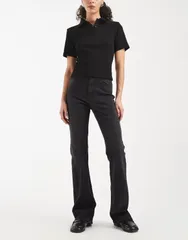 オンリー レディース ボトムス デニムパンツ ハイウエスト ジーンズ ONLY Linez high waist flared jeans in washed BLACK ブラック