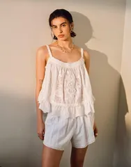 トップショップ レディース ボトムス ハーフパンツ・ショーツ ミニ ショートパンツ Topshop broderie mini bloomer shorts part of a set white ホワイト