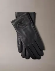 カルバンクライン レディース アクセサリー 手袋 レザー Calvin Klein premium embossed CK leather gloves Black ブラックのサムネイル