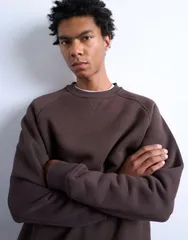 トップマン メンズ アウター パーカー・スウェット スウェット シャツ Topman premium heavyweight sporty raglan sweatshirt with raw seaのサムネイル