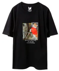 [Four leaf] TEE 猫 tシャツ おもしろ メンズ 半袖 夏服 面白い ビッグシルエット ティーシャツ ネコ ネタ プリント 猫柄 綿100 オリジナル 大きいサイズ 面白 カジュアル スパナ 黒 白 (JP, アルファベット [ブラック] [M]