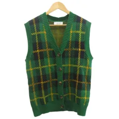 ロデオクラウンズ Rodeo Crowns ワイドボウル WIDE BOWL ニットベスト チェック柄 Vネック F 緑 グリーン 黄色 イエロー /XZ ■ECD001