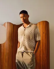 トップマン メンズ トップス ポロシャツ リラックスフィット Topman relaxed fit space dye button through polo BROWN ブラウンのサムネイル