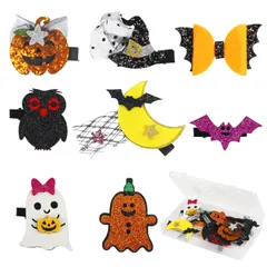 (ハロウィンA) 可愛い 子供大人兼用 仮装 コスチューム コスプレ ヘアアクセサリー 髪飾り ヘアクリップ ヘアピン 8点セット ヘアアクセ ハロウィン FINGOOO