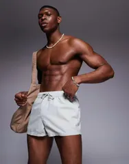 エイソス メンズ 水着 ハーフパンツ・ショーツ ショートパンツ ASOS DESIGN swim shorts in super short length in sage SAGE セージ