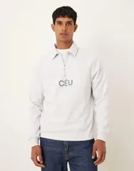 エイソス メンズ アウター ニット・セーター ハーフジップ プリント スウェット シャツ スキューバ ASOS DESIGN quarter zip sweatshirt with print heaのサムネイル