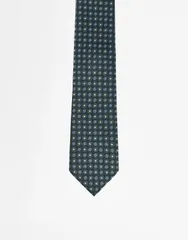 エイソス メンズ アクセサリー ネクタイ ヴィンテージ プリント サテン ASOS DESIGN wide satin tie with vintage print in dark GREEN グリーン