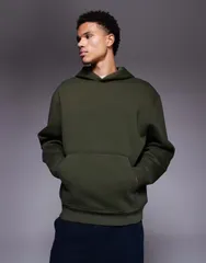 エイソス メンズ アウター パーカー・スウェット スキューバ ASOS DESIGN heavyweight oversized hoodie in scubastyle fabric Forest night フォレスト