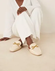 エイソス レディース シューズ スリッポン・ローファー ASOS DESIGN Wide Fit Mosaic flat loafer mules inatural fabricationaturalのサムネイル
