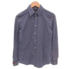 ポロ ラルフローレン POLO RALPH LAUREN ニットシャツ ストライプ柄 ポニー刺繍 長袖 M 青 ブルー 白 ホワイト /YJ ■GY60