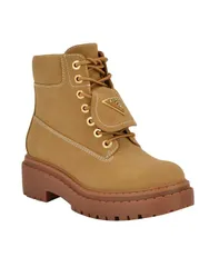 ゲス レディース シューズ ブーツ・レインブーツ ロゴ GUESS Womens Leavey Logo Lug Sole Combat Boots Tan タンのサムネイル