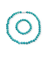 ブリング レディース アクセサリー ネックレス・チョーカー・ペンダントトップ レース Bling Jewelry Classic Simulated Blue Lapis Lazuli 7MM Beadstrand Necklace Bracelet Set