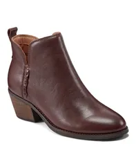 アース レディース シューズ ブーツ・レインブーツ ヒール Earth Womens Marisole Block Heel Booties Brown Leather ブラウンのサムネイル