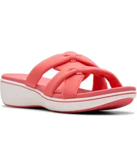 クラークス レディース シューズ サンダル Clarks Cloudsteppers Breeze Rae Cam SlipOn Flat Sandals Bright Coral Textile コーラル