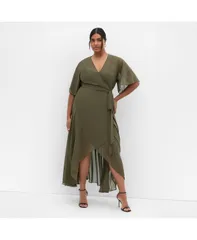 シティーシック レディース トップス ワンピース プラスサイズ CITY CHIC Plus Size Lovers Lane Dress Green forest グリーン