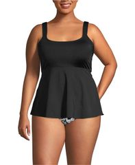 Lands End Women's Plus Size Swimsuit Top Only - Lands End Plusize DDCup Adjustable Scoop Neck Flutter Tankini Top 25 Bl