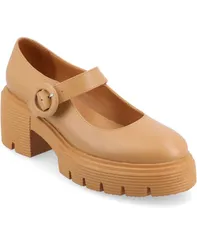 ジュルネ コレクション レディース シューズ パンプス プラットフォーム Journee Collection Womens Zarynn Mary Jane Treaded Outsole Platform Pumps Cognac