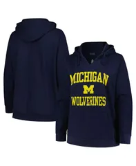 チャンピオン レディース アウター パーカー・スウェット プラスサイズ Champion Womens Navy Michigan Wolverines Plusize Heart Soul Notch Neck Pullover Hoodie Navy ネイ