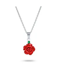ブリング レディース アクセサリー ネックレス・チョーカー・ペンダントトップ フラワー柄 レース フラワー Bling Jewelry Romantic Floral 3D Pink Red Rose Pendant Necklace with Green C