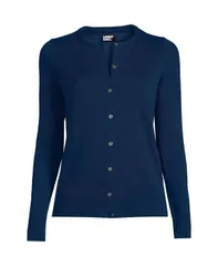ランズエンド レディース アウター ニット・セーター コットン カーディガン Lands End Womens Fine Gauge Cotton Cardigan Sweater Deep sea navy ネイビー