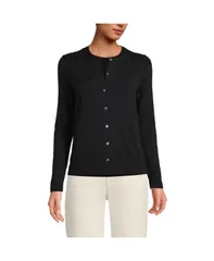 ランズエンド レディース アウター ニット・セーター コットン カーディガン Lands End Womens Fine Gauge Cotton Cardigan Sweater Black ブラック