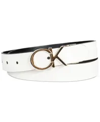 カルバンクライン レディース アクセサリー ベルト Calvin Klein Womens Reversible Monogram Buckle Belt White Black ホワイトのサムネイル