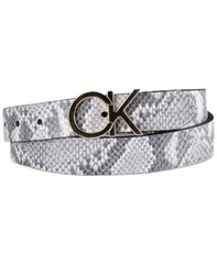 カルバンクライン レディース アクセサリー ベルト Calvin Klein Womens Reversible Monogram Buckle Belt Black Grey ブラックのサムネイル