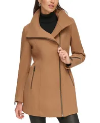 ダナ キャラン ニューヨーク レディース アウター ジャケット・ブルゾン アシンメトリー コート DKNY Womens Asymmetrical Zip Coat Dark Camel キャメル
