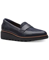 クラークス レディース シューズ スリッポン・ローファー Clarks Womensharon Gracie SlipOn Loafer Flats Navy Leather ネイビー
