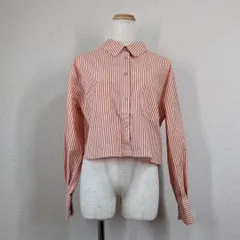 美品 SUREVE シュレーブ ショート丈 ストライプ シャツ M オレンジ 白 綿 クロップド丈 y2k 00s フェアリーグランジ 短丈 アベイル 希少