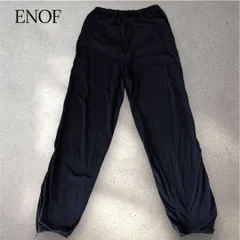イナフ ENOF  nylon pants ナイロンパンツ トラックパンツ イージーパンツ 裾ファスナー ブラック 黒 Lサイズ B0633のサムネイル
