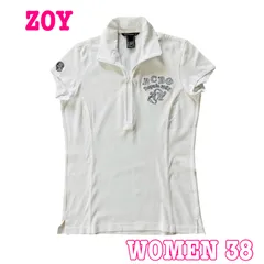 ZOY ゾーイ 半袖 ロゴ刺繍 ハーフジップ コットン ストレッチ ゴルフシャツ 38