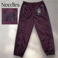 【新品未使用】 Needles ニードルズ Zipped Track Pant ジップ ナロートラックパンツ M バーガンディ 蝶刺繍 サイドライン ブラック PU276 24AW ネペンテス 黒ライン バーガンディ×ブラック 紫×黒 B0630