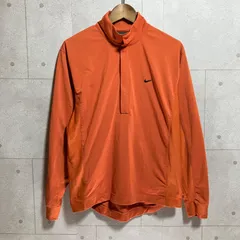 NIKE GOLF ナイキ ゴルフ ハーフジップ ストレッチ ジャケット 長袖 プルオーバー M ロゴ 刺繍 オレンジ スポーツ メンズ SU-7-27