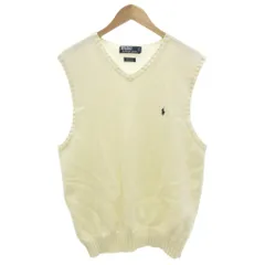 ポロ バイ ラルフローレン Polo by Ralph Lauren コットンニットベスト プルオーバー Vネック ポニー刺繍 L 白 ホワイト /GV ■GY53