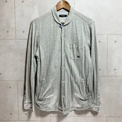 BURBERRY BLACK LABEL バーバリーブラックレーベル ショールカラー シャツ 長袖 トップス ホース ロゴ 刺繍 ワンポイント グレー メンズ SU-7-31