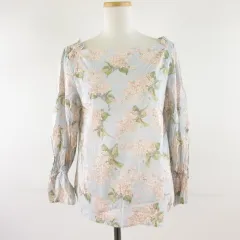 イエナ IENA カットソー ブラウス 長袖 花柄 水色 *T972