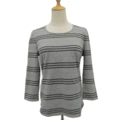 バーバリー ロンドン BURBERRY LONDON Tシャツ カットソー 2 グレー ボーダー柄 ラウンドネック 長袖 /YS14 ■ECD001
