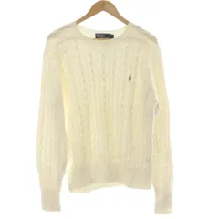ポロ バイ ラルフローレン Polo by Ralph Lauren ニット セーター L 白 ケーブル編み ラウンドネック 長袖 /DU ■ECD001