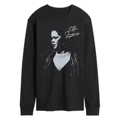 アニメキャラクター メンズ トップス Tシャツ グラフィック Licensed Character Mens Etta James Oversizedistressed Long Sleeve Graphic Tee Black ブラック