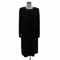 ソワール レーヴ SOIR REVE 東京ソワール ブラックフォーマル セットアップ 上下 喪服 ノーカラー ジャケット ショート丈 ワンピース 七分袖 ミモレ丈 15 3L 黒 ブラック /HO43 ■GY58