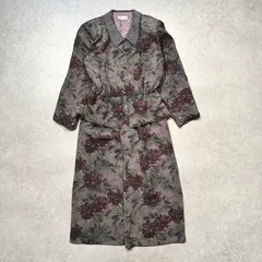 レトロワンピース パープル 紫 花柄 フラワー 長袖 カットワーク ピンタック ヴィンテージ VINTAGE マルチカラー Lサイズ 11AR YYY260211