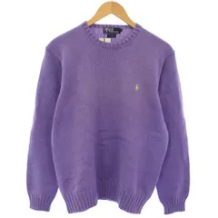 ポロ バイ ラルフローレン Polo by Ralph Lauren ニット セーター クルーネック コットン 刺繍 長袖 L 紫 パープル KR-RL-GM-0100 /TK ■ECD001
