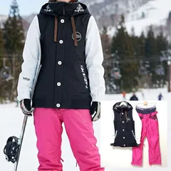 スタジャン風【ESTIVO】エスティボ スノーボード スノボ スキー スノーウェア 上下 セット アップ ブラック 黒 ホワイト 白 ピンク 桃 レオパード 豹柄 ヒョウ 撥水 防寒 レディース サイズM L /M43994jQ