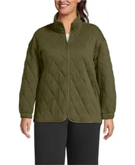 ランズエンド レディース アウター ジャケット・ブルゾン プラスサイズ キルティング Lands End Plusize RainDefenseriousweats Quilted Full Zipのサムネイル